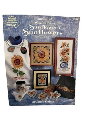 Vintage Sunflowers Cross Stitch Design Booklet 1993 20 Patterns American School
